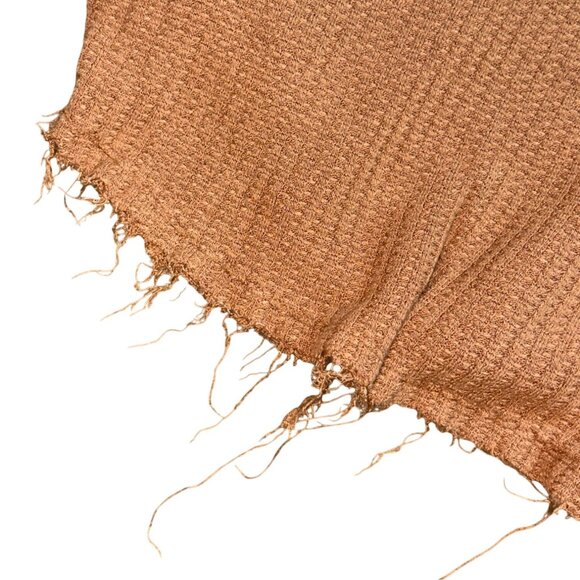 By Together Waflle Knit Raw Bottom Cropped Shirt-Brown-M/L-GUC - Picture 3 of 6